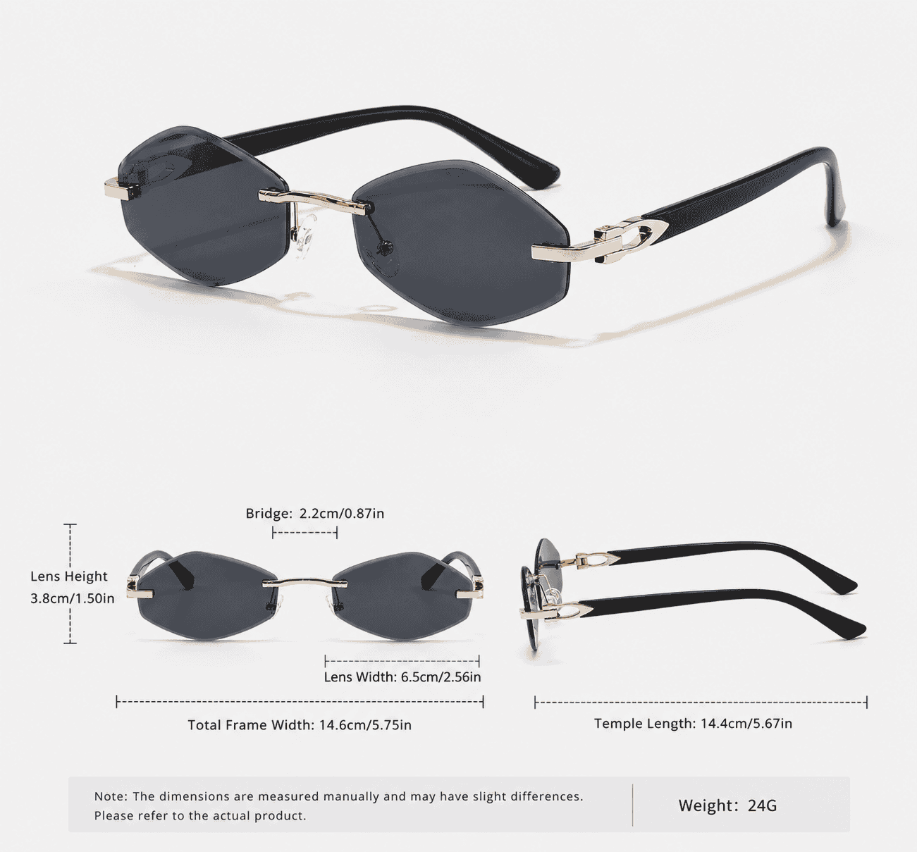 Geometric Rimless Sunglasses