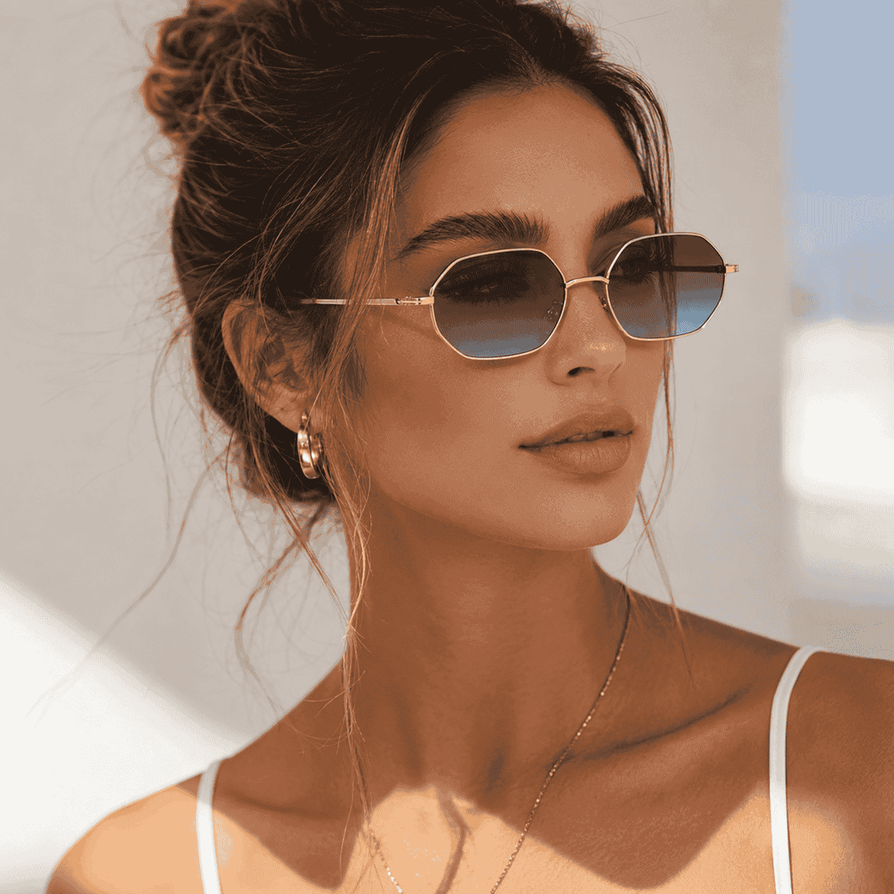 Blue Gradient Geometric Sunglasses