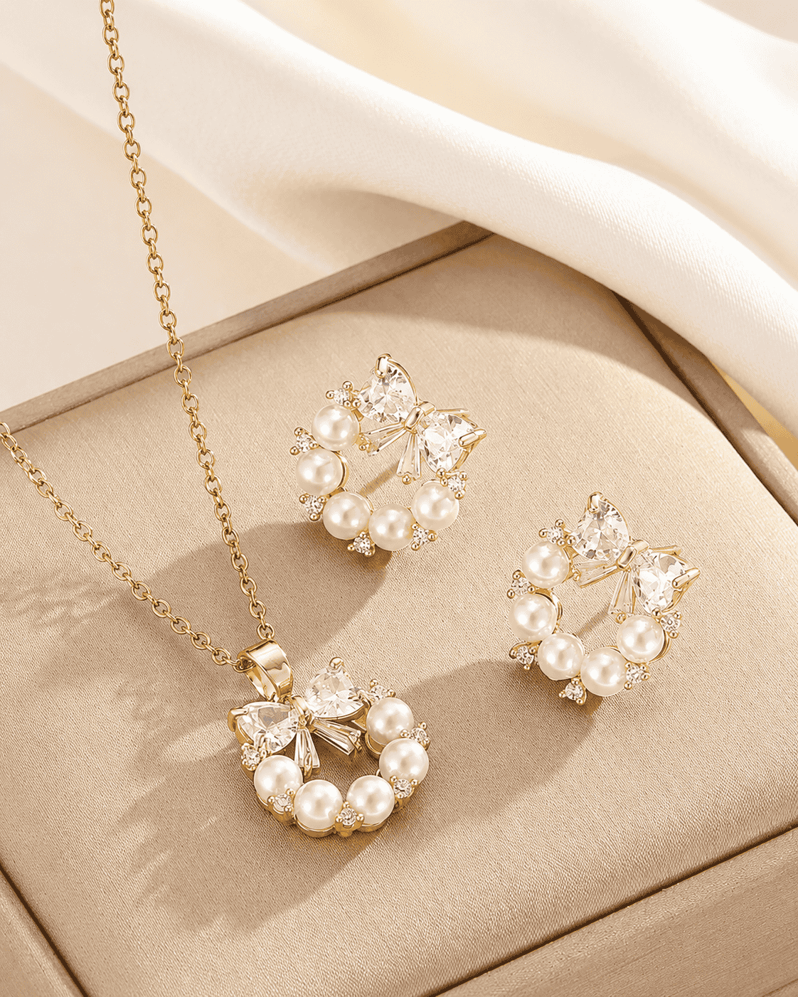 Pearl Bow Jewelry Set