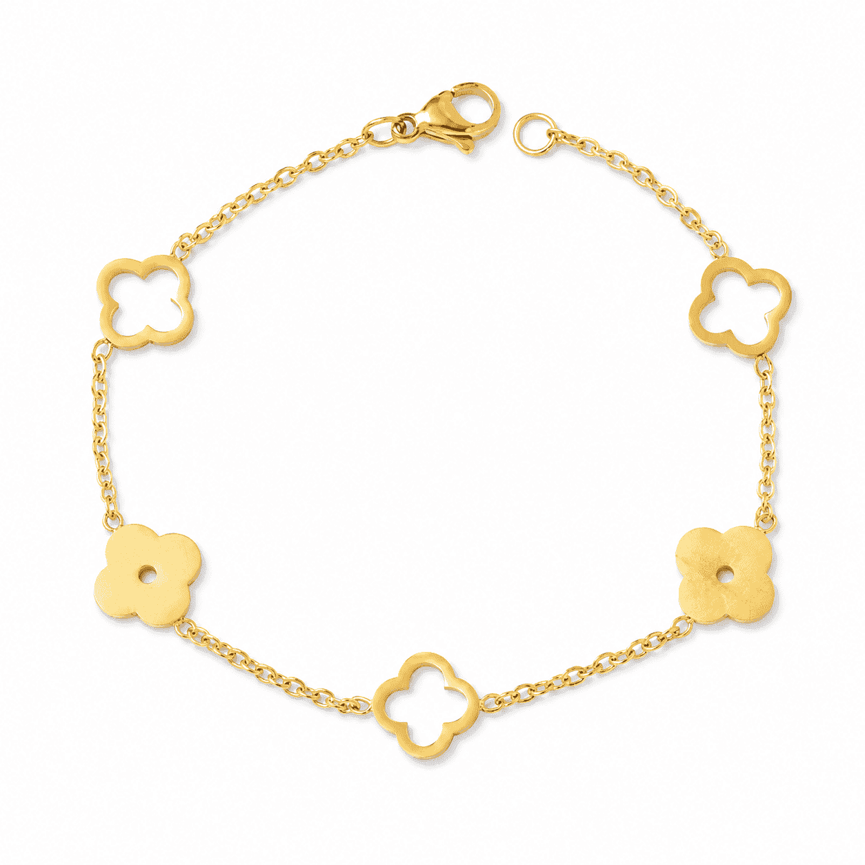 Gold Clover Charm Bracelet