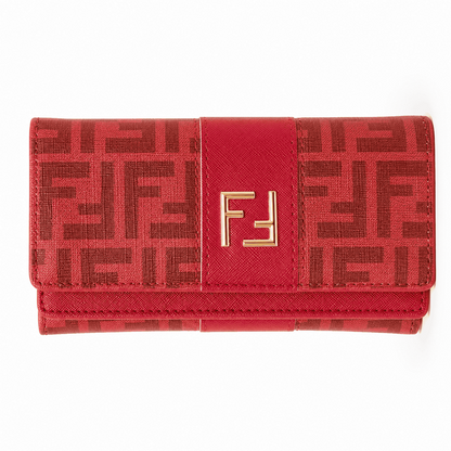 Fendi-Style Scarlet Everyday Wallet