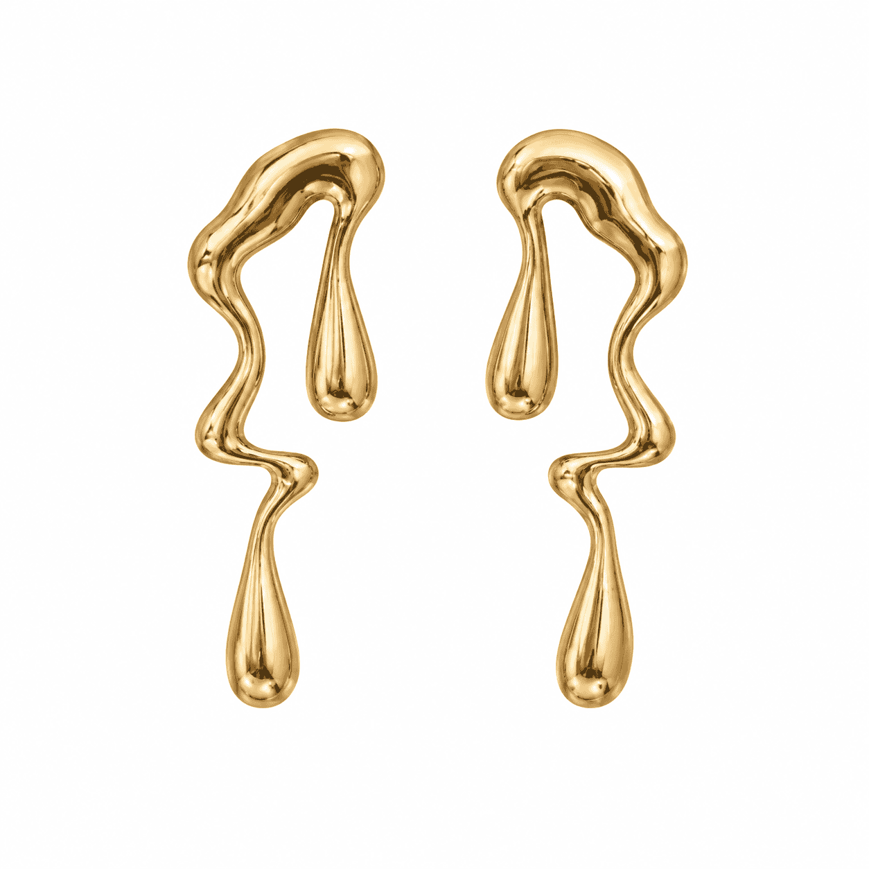 Liquid Glow 18K Gold-Plated Droplet Earrings – Fluid Radiance