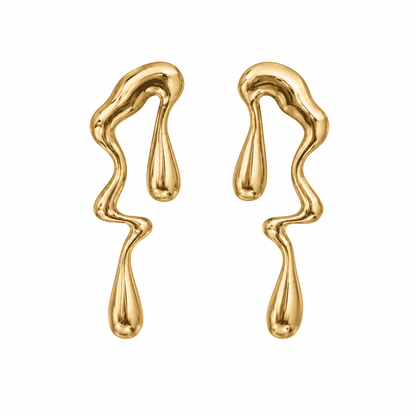 Liquid Glow 18K Gold-Plated Droplet Earrings – Fluid Radiance