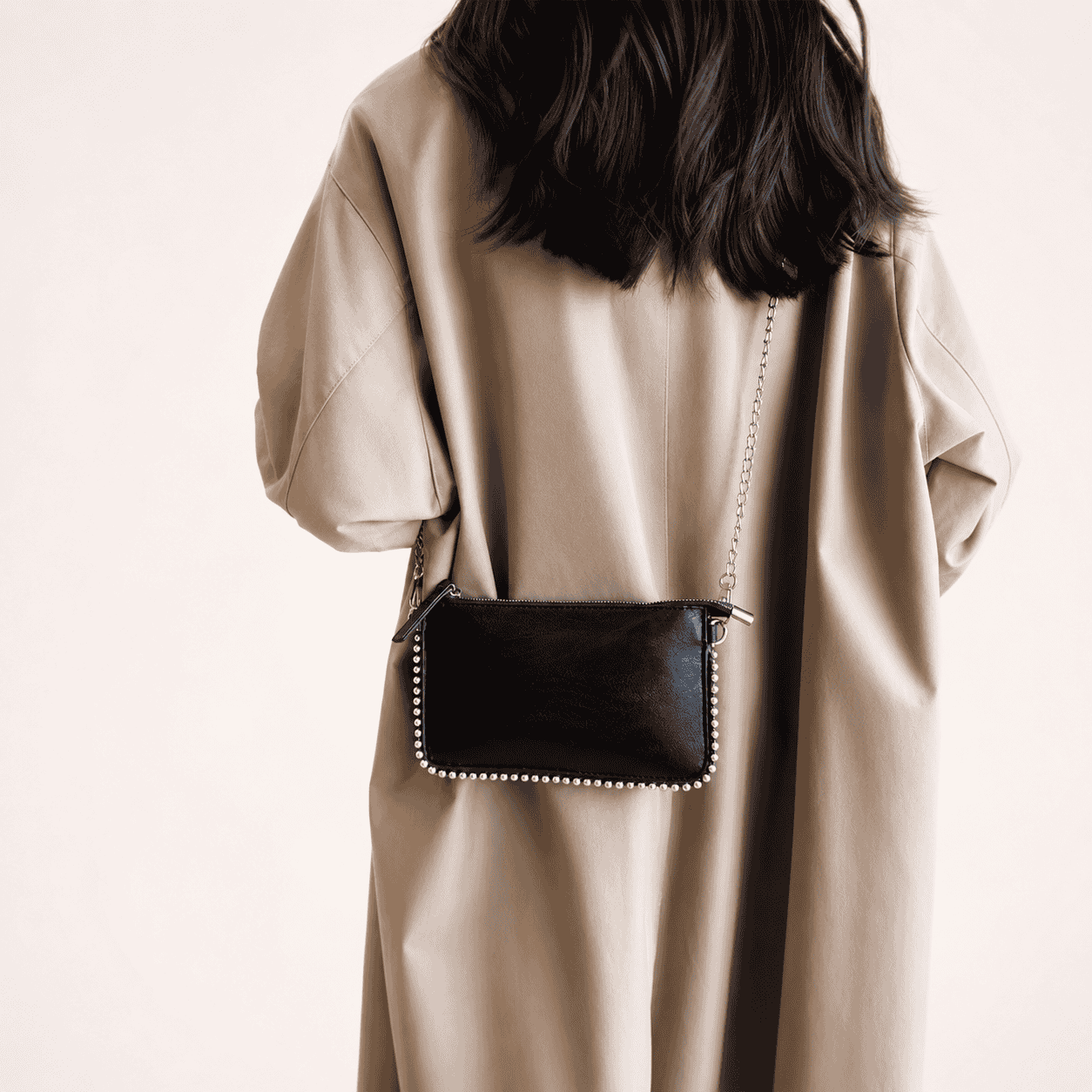 Pearl Trim Shoulder Clutch Bag