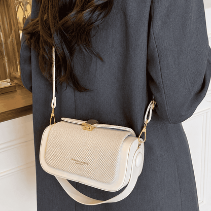 Ivory Textured Box Shoulder Bag