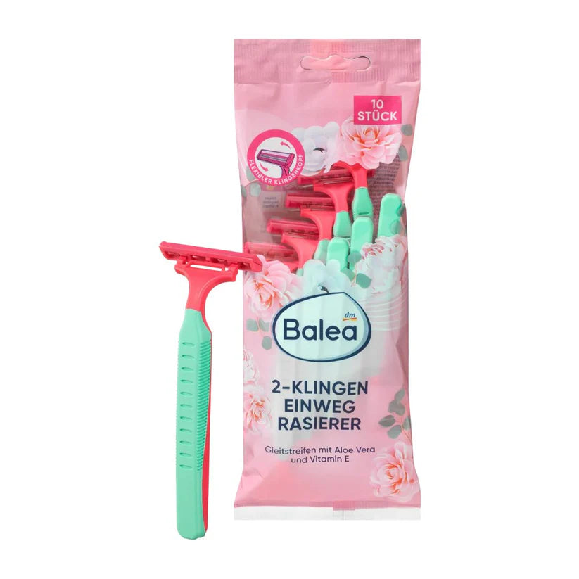 Authentic Balea 2-Blade Disposable Razors - 10 Pack | Smooth & Gentle Shave