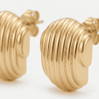 Golden Ripple Stud Earrings