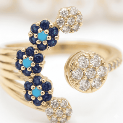 Azure Bloom Open Ring