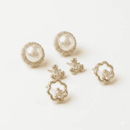 Pearl Bloom Trio Stud Set