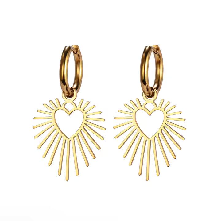Shining Heart 18K Gold-Plated Earrings – Radiant Love