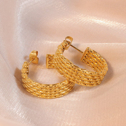 Tressé Hoops – 18K Gold-Plated Elegance