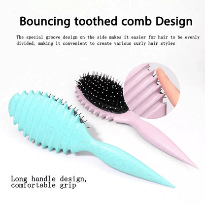 Hair System Curly Hair Brush with Three-Pointed Fork Design Tail.