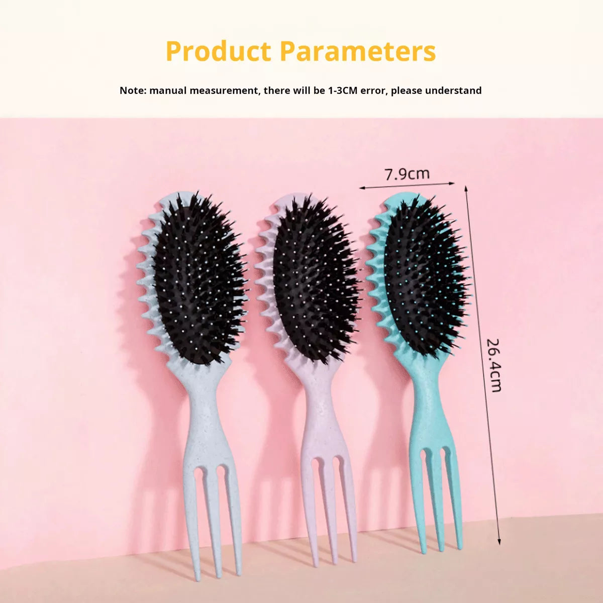 Hair System Curly Hair Brush with Three-Pointed Fork Design Tail.