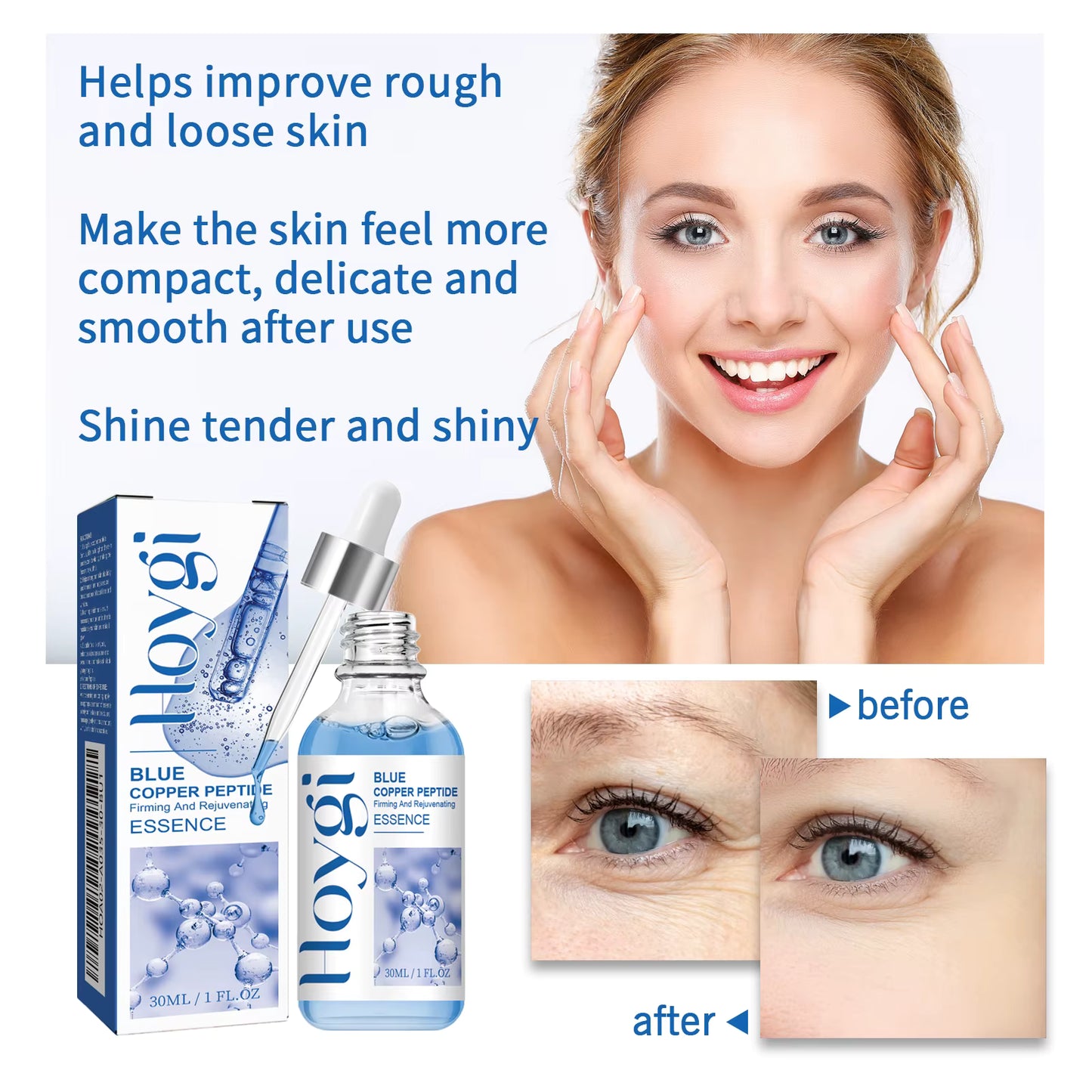 HOYGI Blue Copper Peptide Firm & Rejuvenating Serum (30ml).