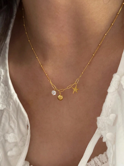 Golden Seashell Charm Necklace