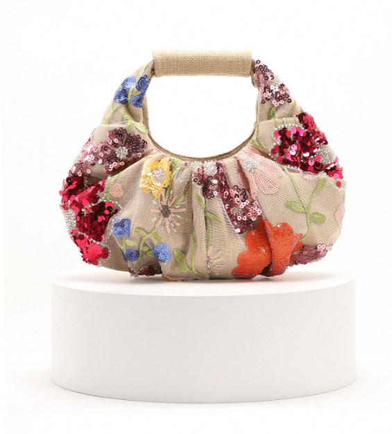 Flora Sequin Mini Hobo Bag