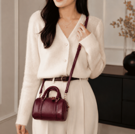 Burgundy Mini Barrel Bag