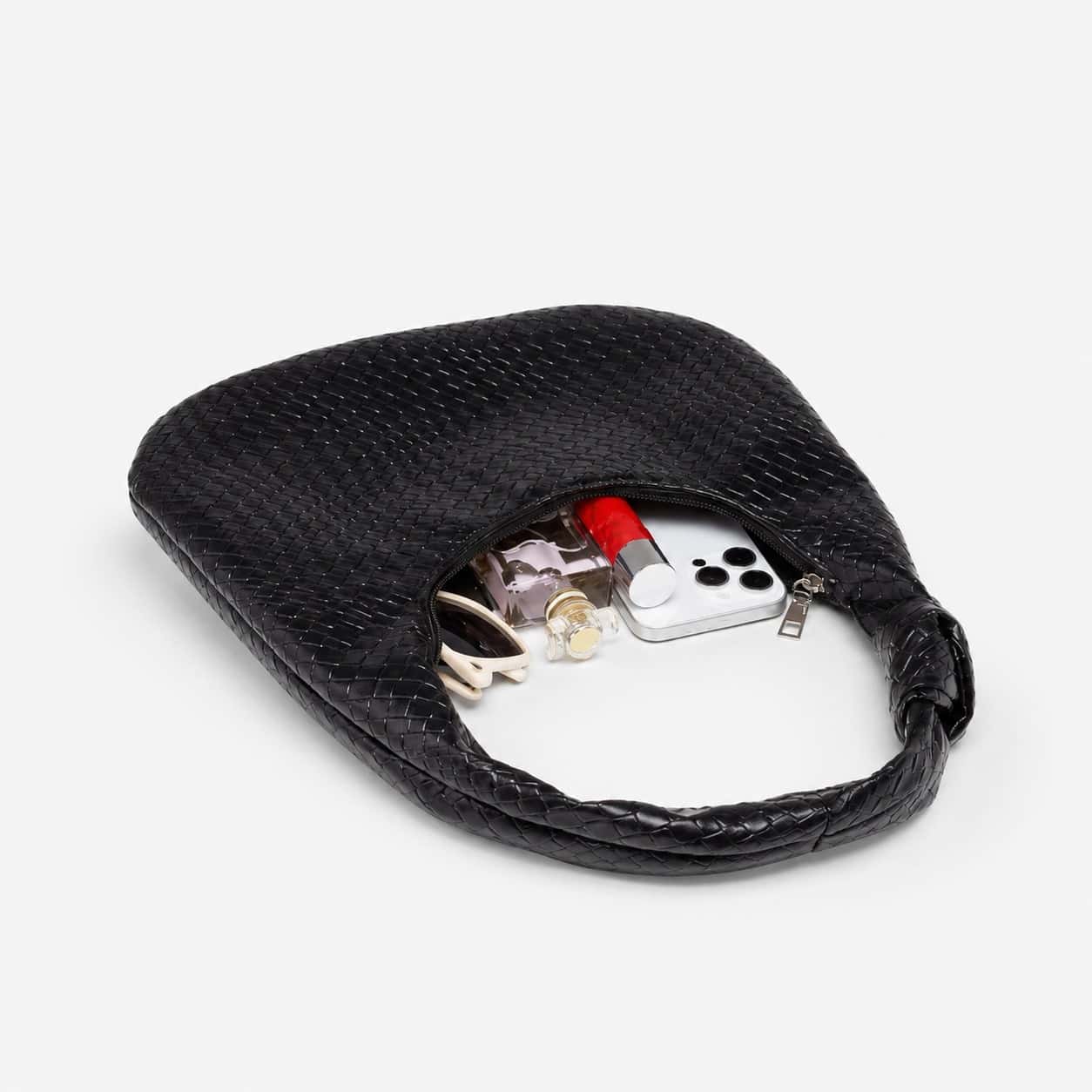 Woven Luxe Hobo Shoulder Bag