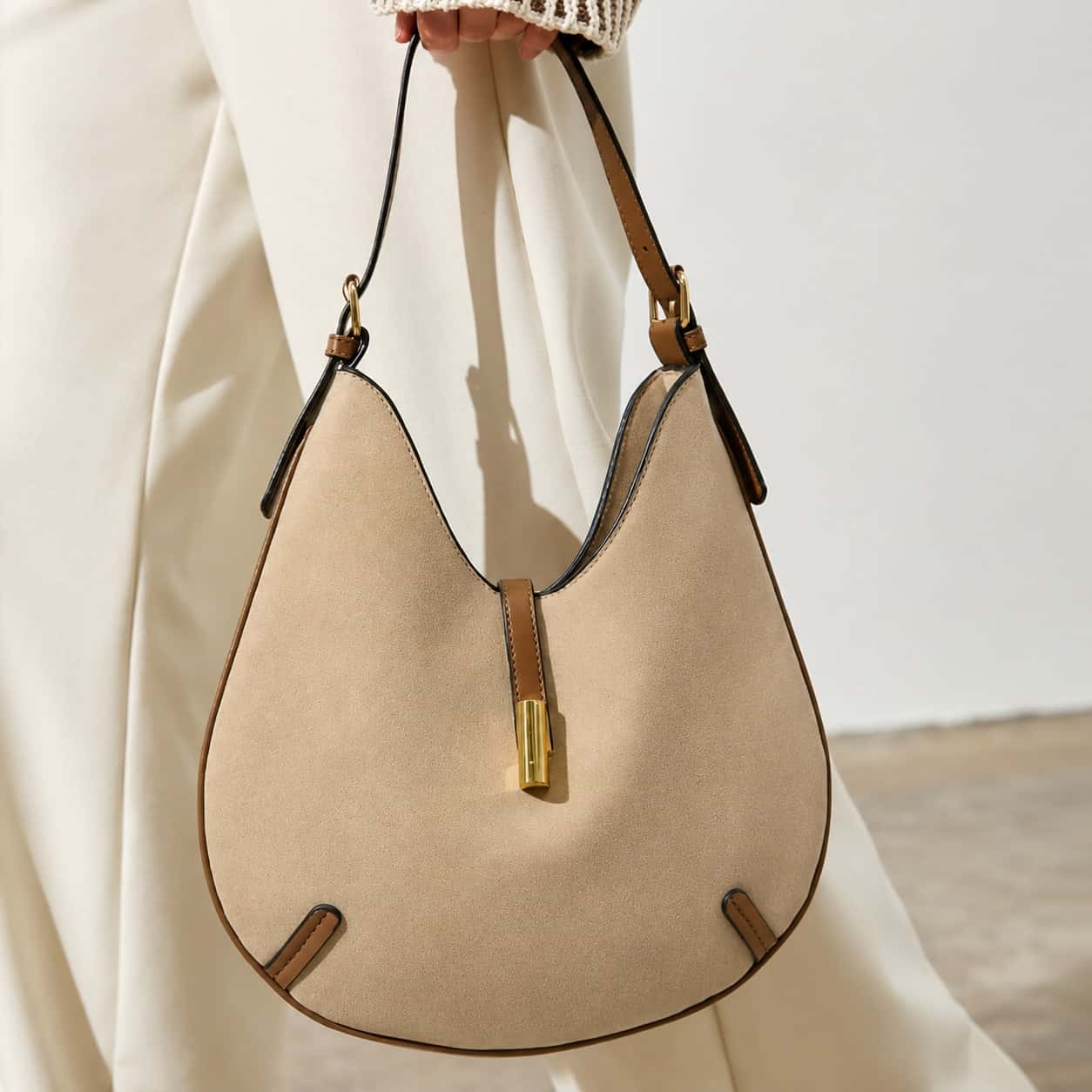 Luna Suede Shoulder Bag