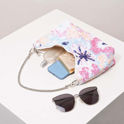 Floral Beaded Shoulder Bag