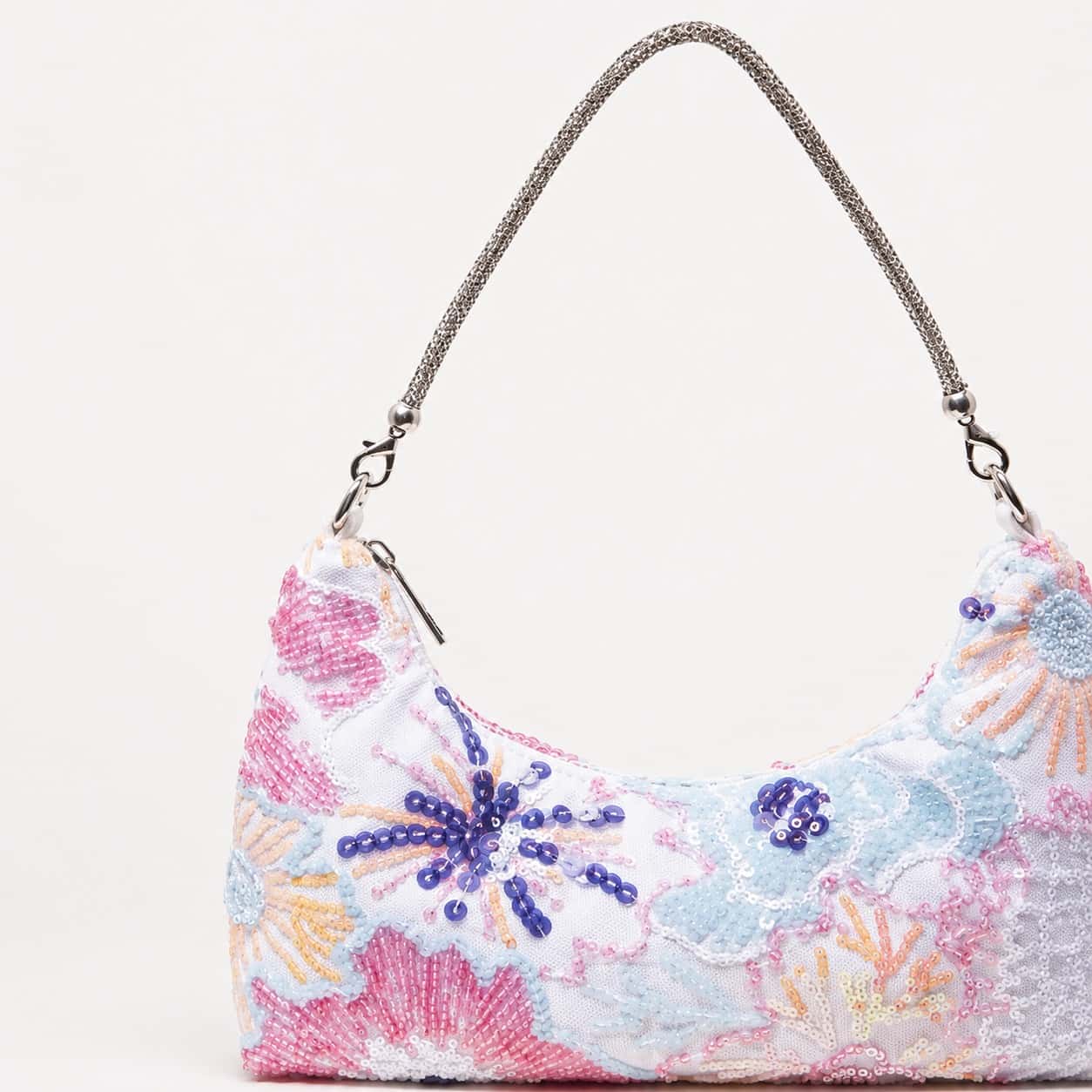 Floral Beaded Shoulder Bag