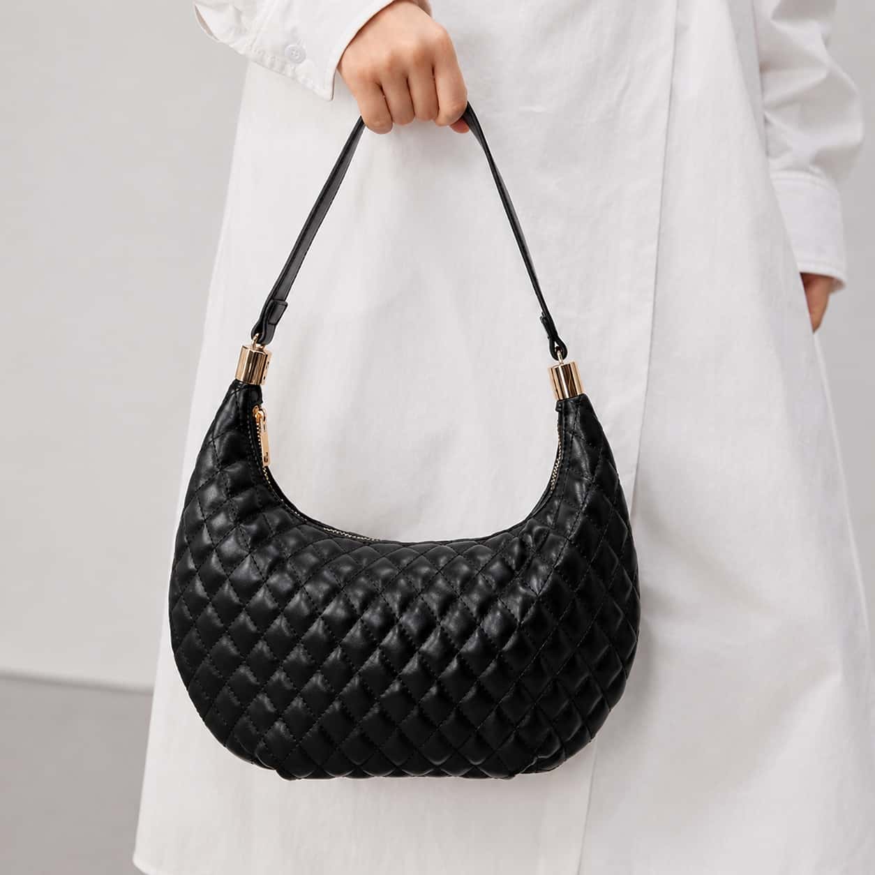 Quilted Crescent Shoulder Bag