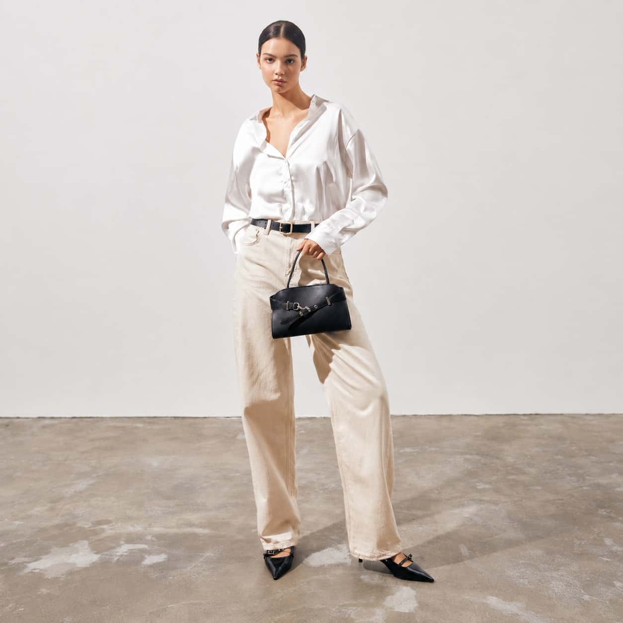 Sleek Buckle Shoulder Bag