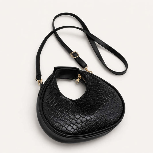 Woven Crescent Shoulder Bag