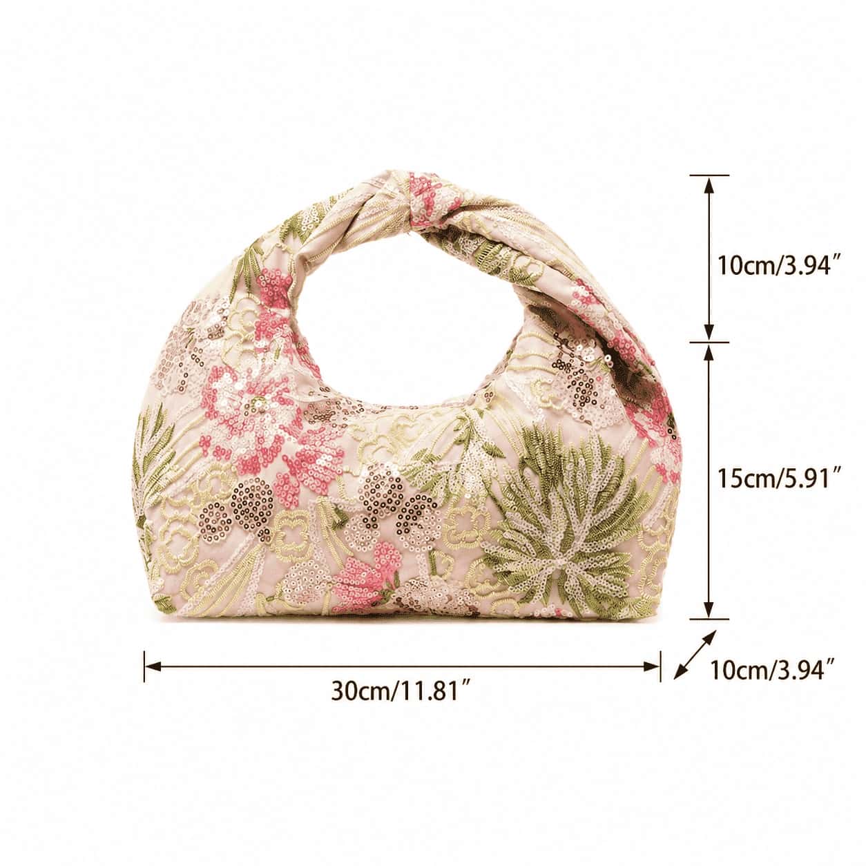 Blush Garden Sequin Knot Handbag