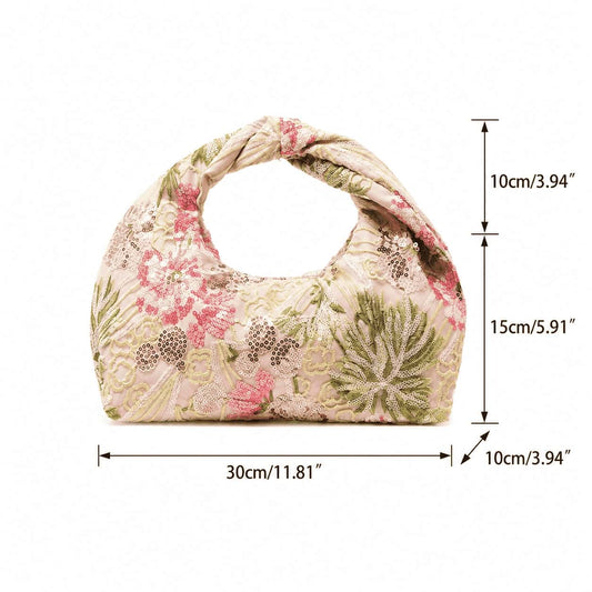 Blush Garden Sequin Knot Handbag