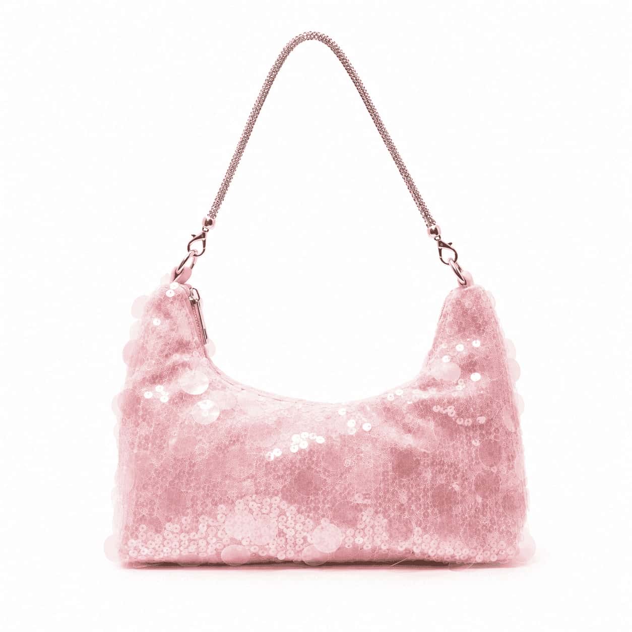 Blush Sparkle Crescent Shoulder Bag