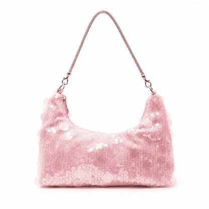 Blush Sparkle Crescent Shoulder Bag