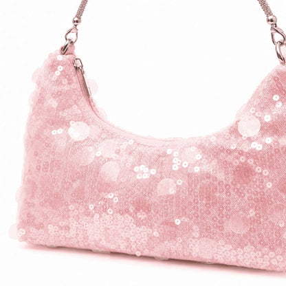 Blush Sparkle Crescent Shoulder Bag