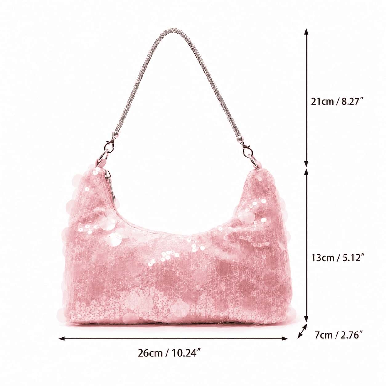 Blush Sparkle Crescent Shoulder Bag