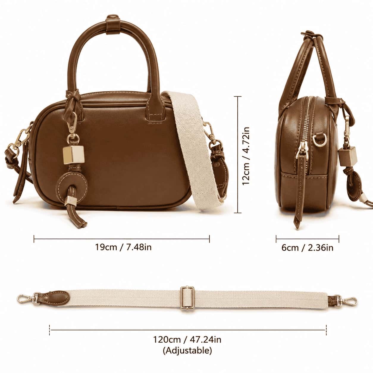Vintage Contrast Bowling Bag