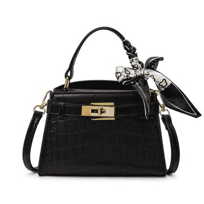 Croc Scarf Top Handle Bag