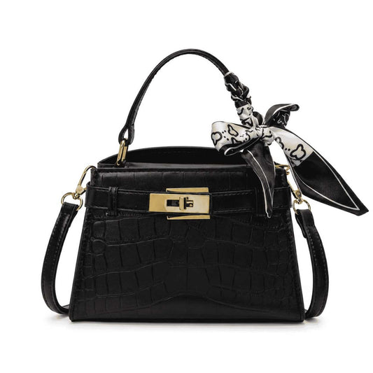 Croc Scarf Top Handle Bag