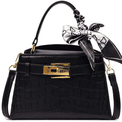 Croc Scarf Top Handle Bag