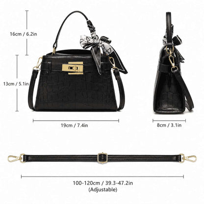 Croc Scarf Top Handle Bag