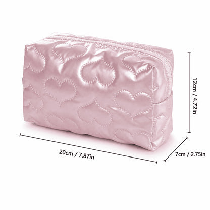 Pink Heart Quilted Makeup Pouch
