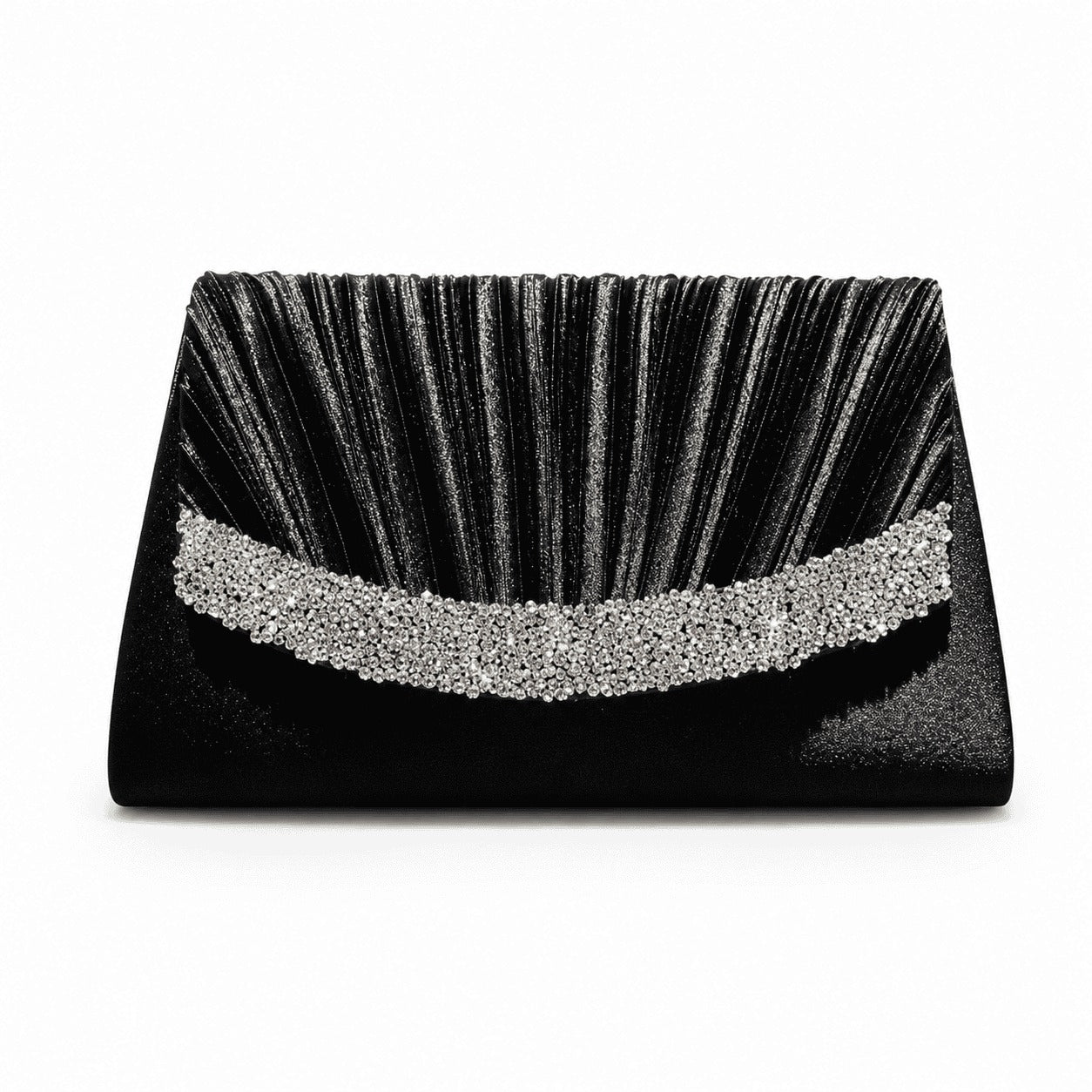 Rhinestone Pleated Evening Clutch Bag