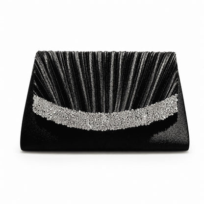 Rhinestone Pleated Evening Clutch Bag