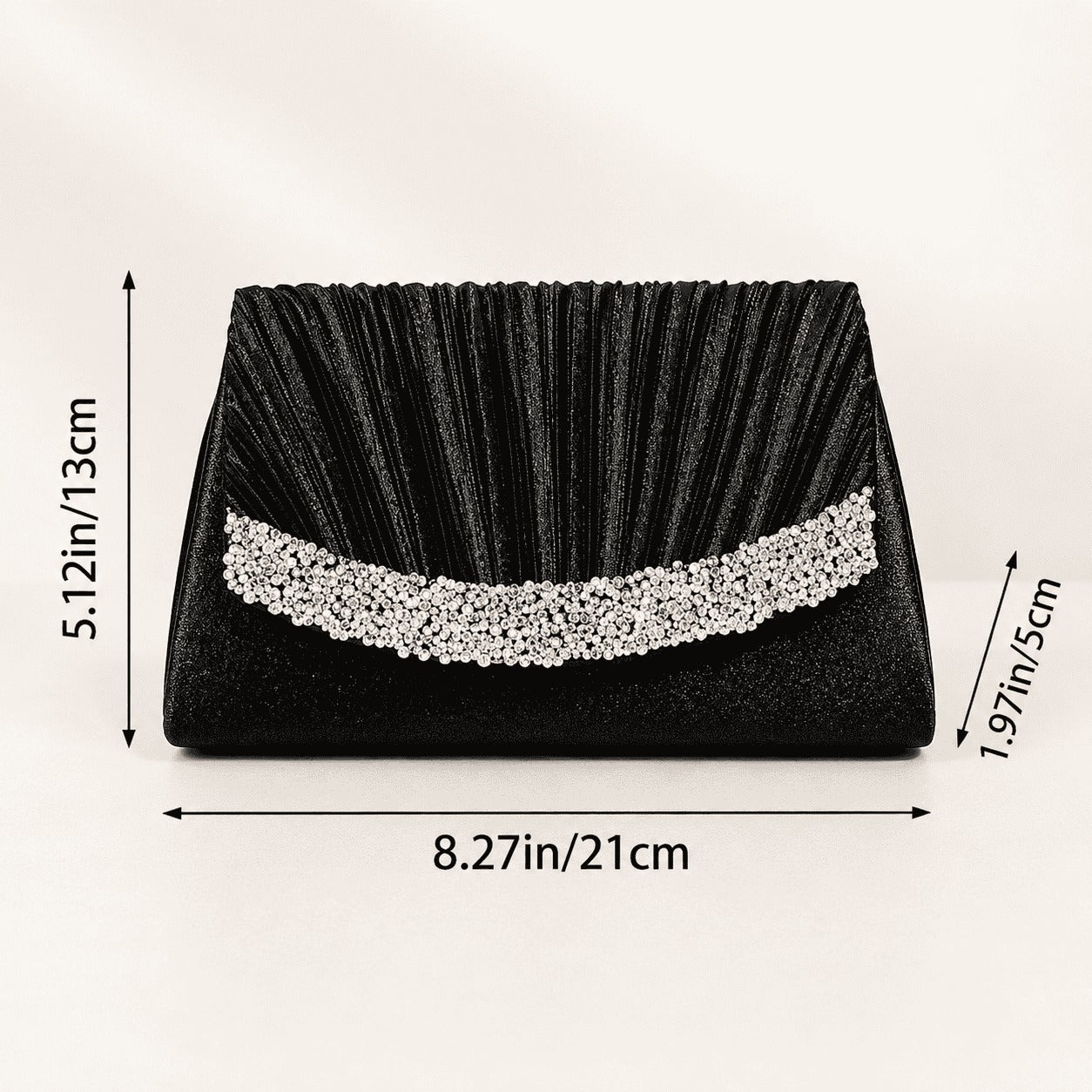 Rhinestone Pleated Evening Clutch Bag
