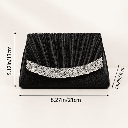 Rhinestone Pleated Evening Clutch Bag
