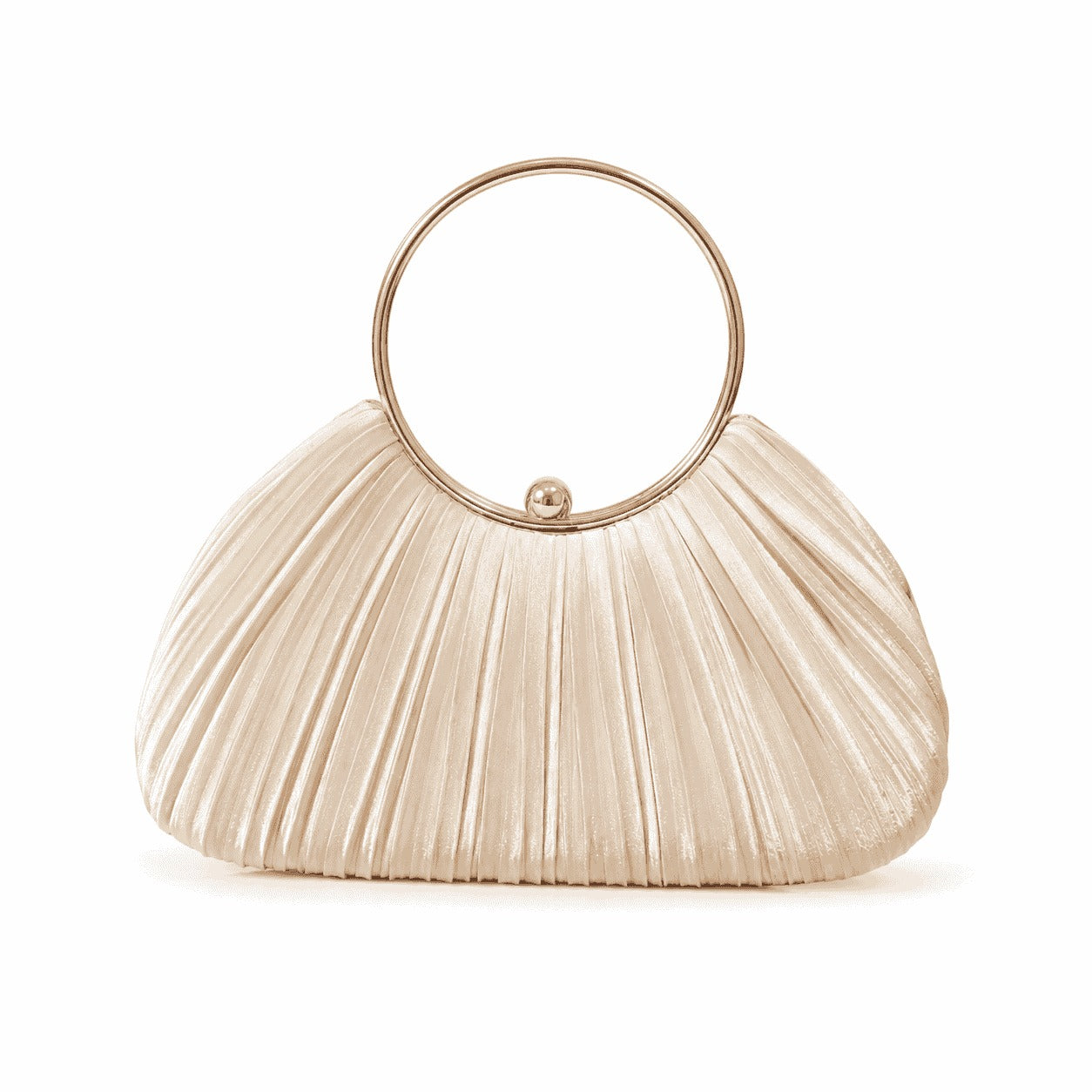 Elegant Pleated Ring Handle Evening Bag