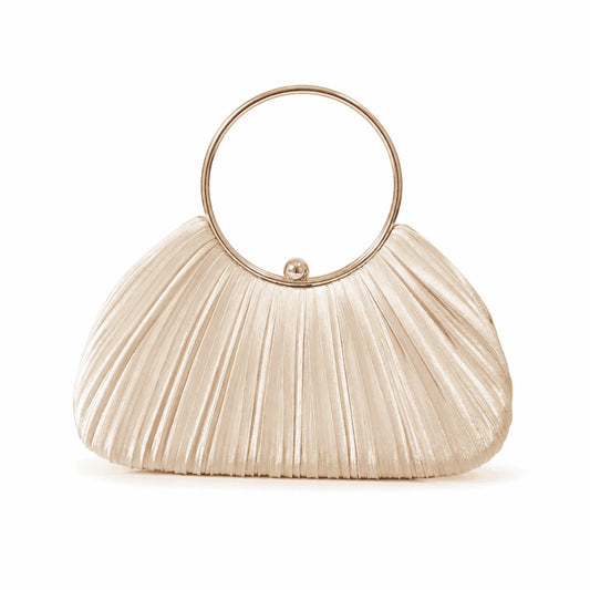 Elegant Pleated Ring Handle Evening Bag