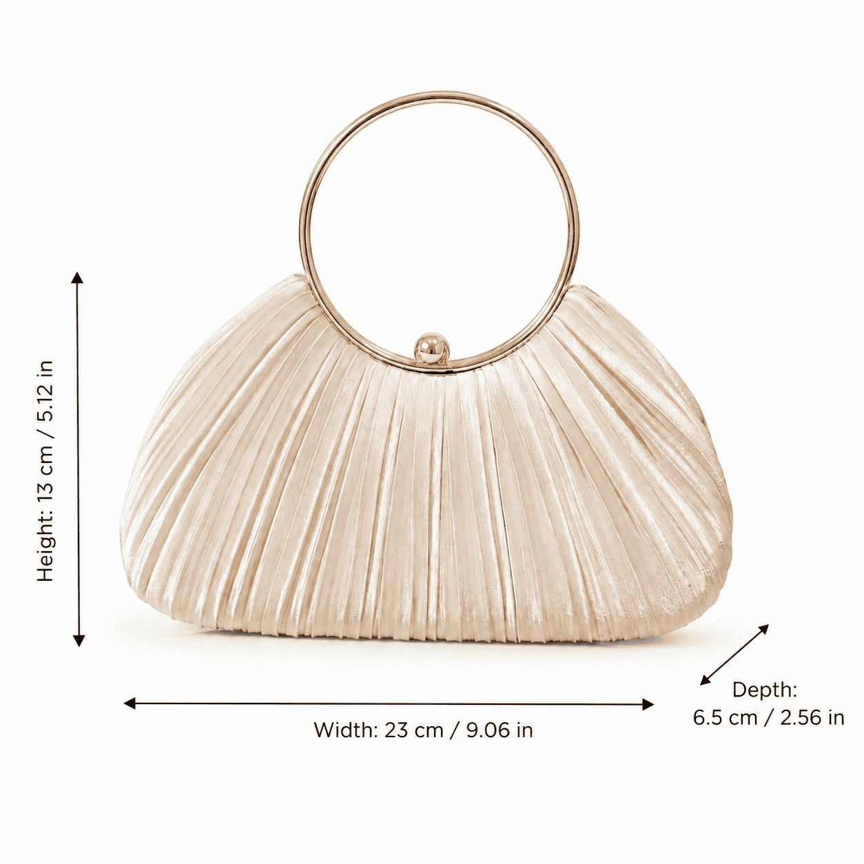 Elegant Pleated Ring Handle Evening Bag