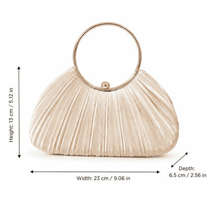 Elegant Pleated Ring Handle Evening Bag