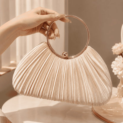 Elegant Pleated Ring Handle Evening Bag