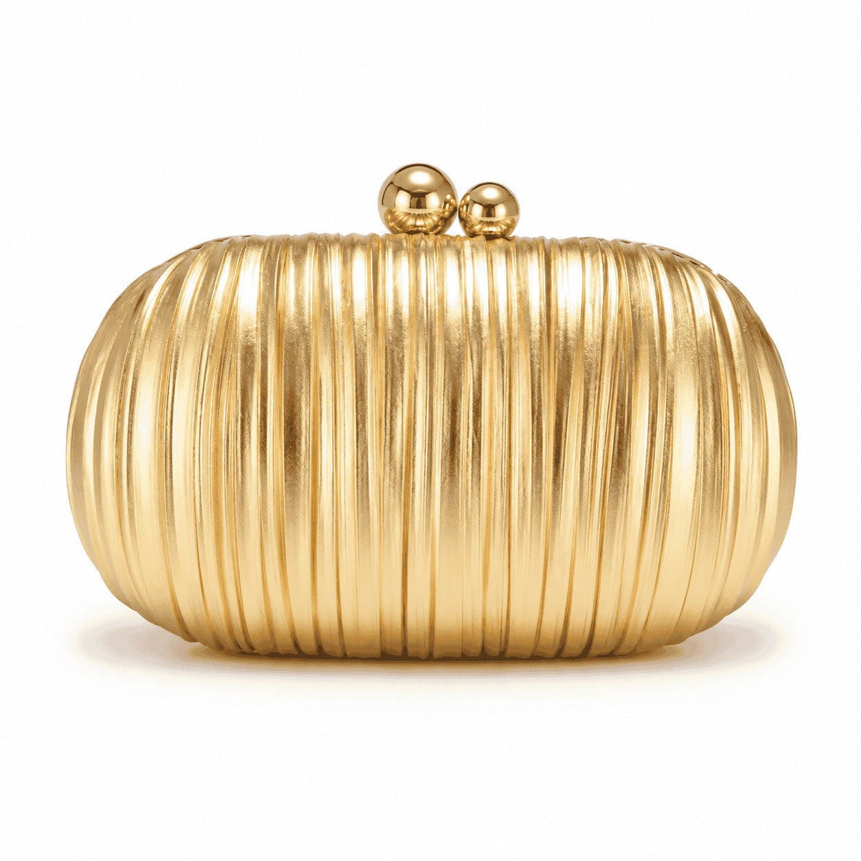 Gold Pleated Evening Clutch Bag